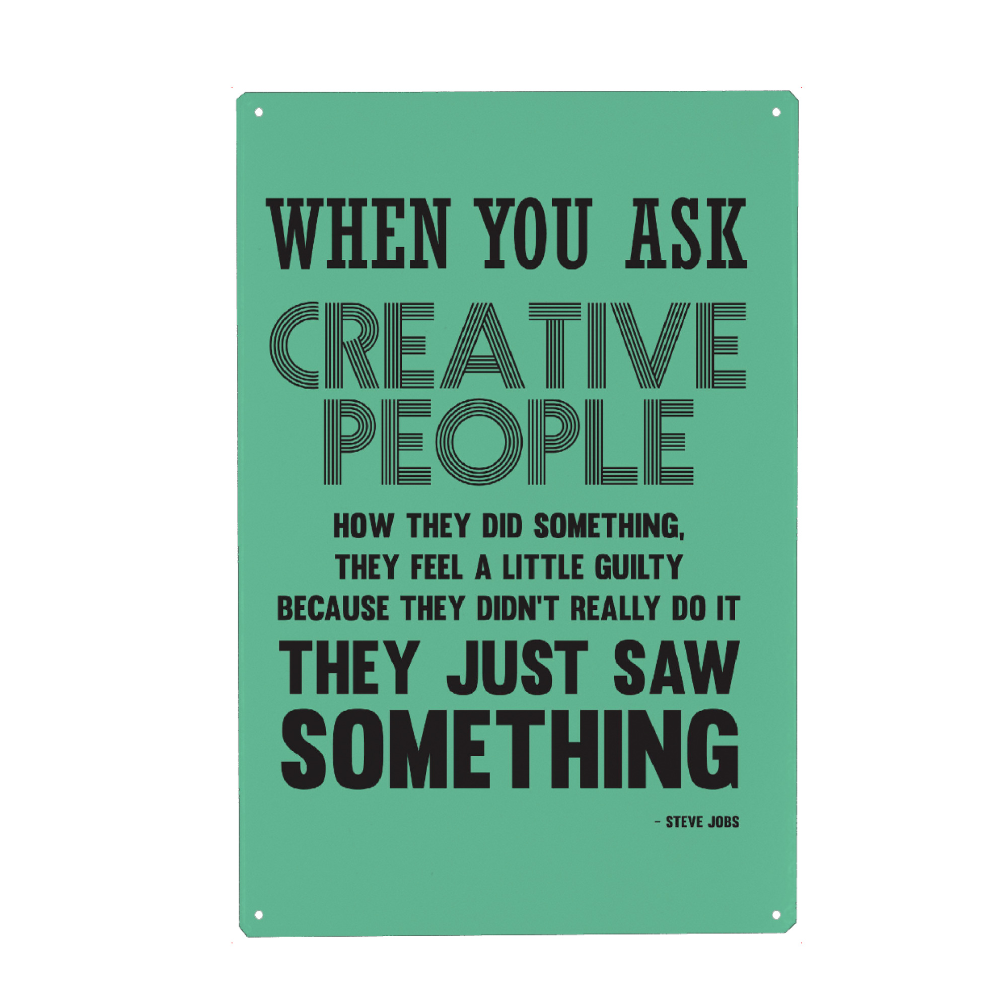 Holzbild "Steve Jobs" artboxONE - Typografie - Steve jobs,Artist,Designer,Idea,Idee,Crative,Leute,People,Guilty,Schuldig,Typo,Grün,Green