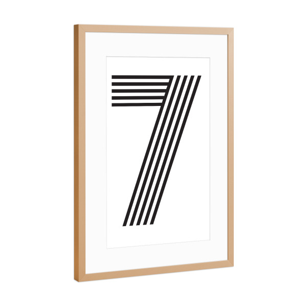 Poster mit Rahmen Kupfer "7" artboxONE - Typografie,Schwarzweiß,Geometrie