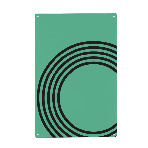 Metall Poster "Rounded-Lightblue" artboxONE - Abstrakt,Geometrie - Blau,Kreis,Rund,Glühbirne,Licht,Grün,Geometrie,Kreis - Blechschild