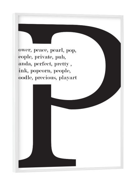 Poster mit weißem Rahmen "P Words" artboxONE - Typografie,Schwarzweiß