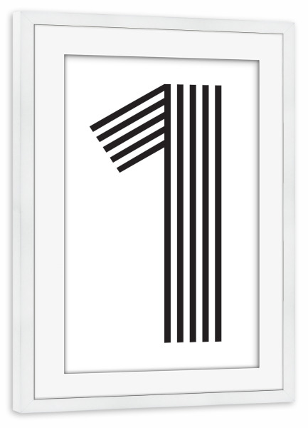 Poster mit Rahmen weiß "1" artboxONE - Typografie,Schwarzweiß,Geometrie