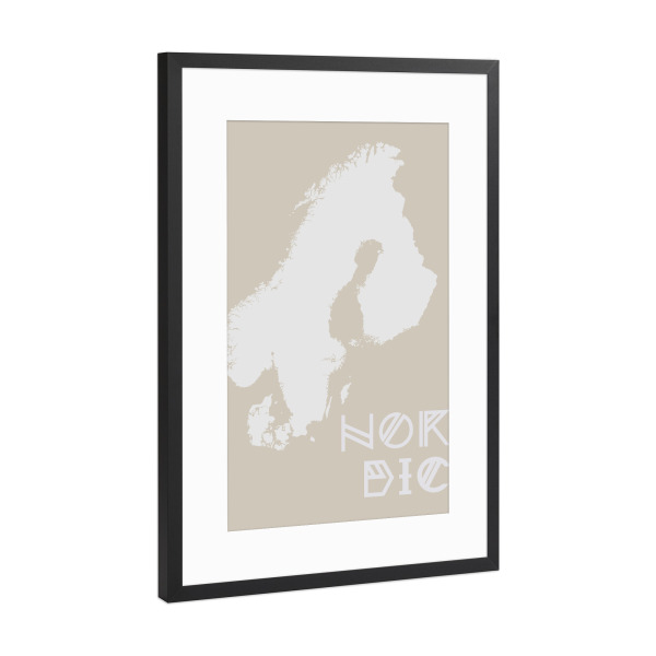 Poster mit Rahmen Schwarz (Metallic) "Nordic" artboxONE - Typografie,Reise,Reise / Länder,Retro