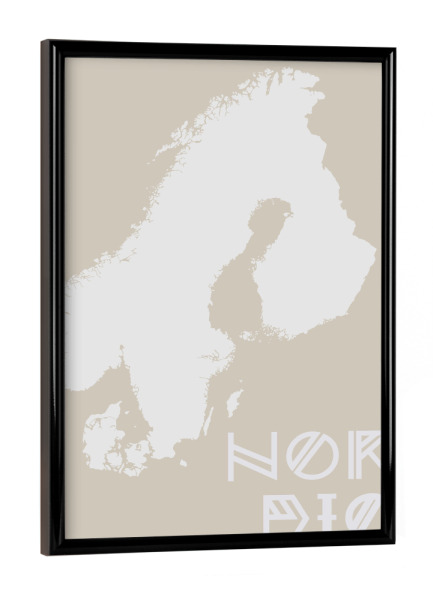 Poster mit schwarzem Rahmen "Nordic" artboxONE - Typografie,Reise,Reise / Länder,Retro