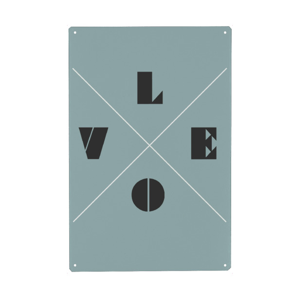 Holzbild "Love Blue" artboxONE - Typografie,Geometrie - Liebe,Blau,Typo,Liebe,Niedlich,Linien,Geometrie,Alte schule