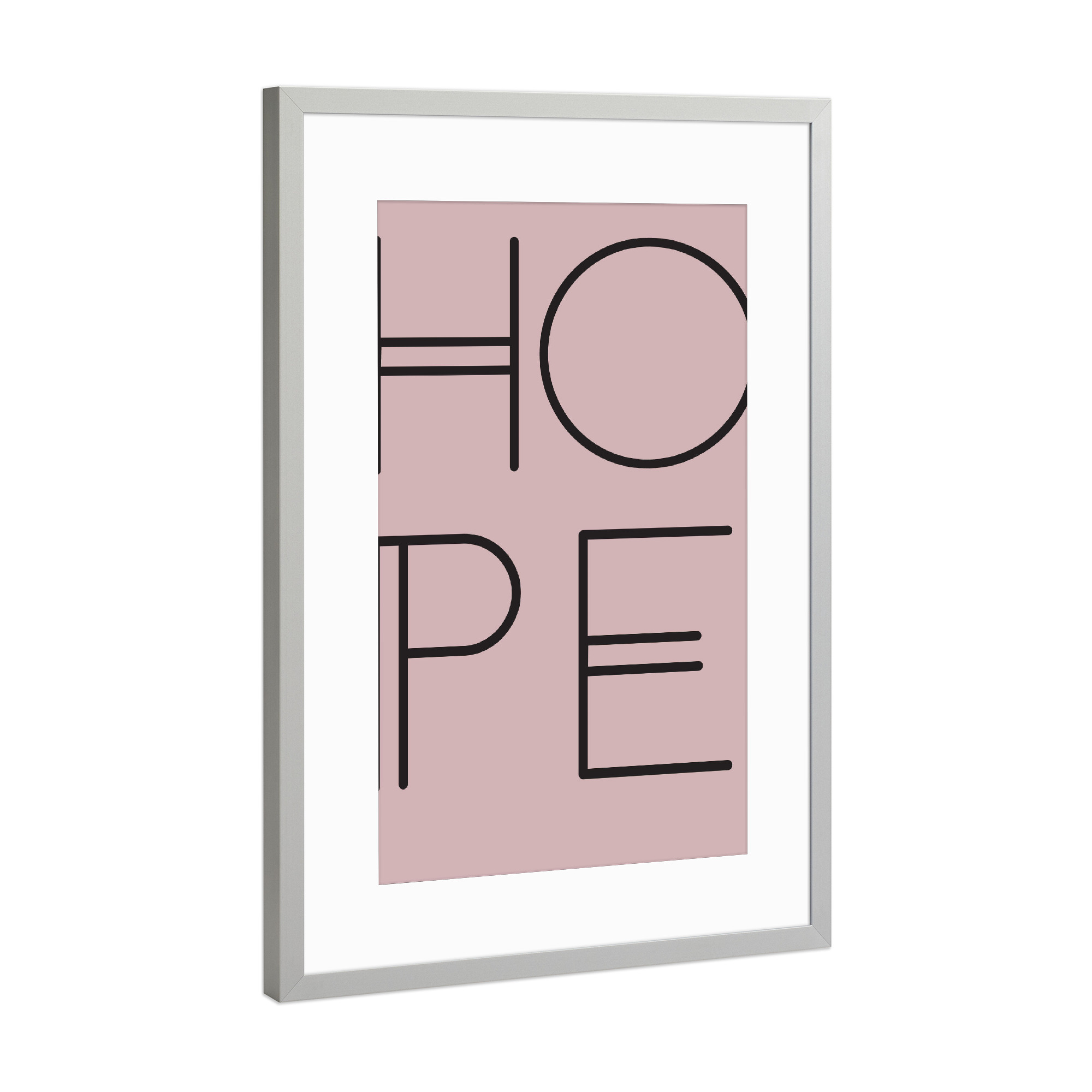 Poster mit Rahmen Silber "Hope Rosa" artboxONE - Typografie,Geometrie