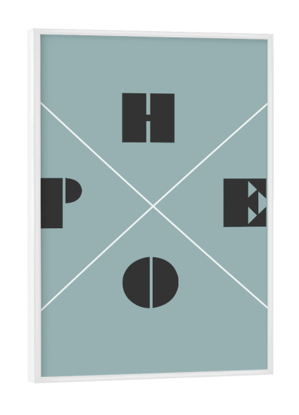Poster mit weißem Rahmen "Hope Blue" artboxONE - Typografie,Geometrie