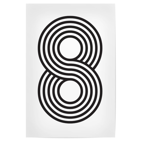 Poster 30x20 cm "8" artboxONE - Typografie,Schwarzweiß,Geometrie,Unterwasser