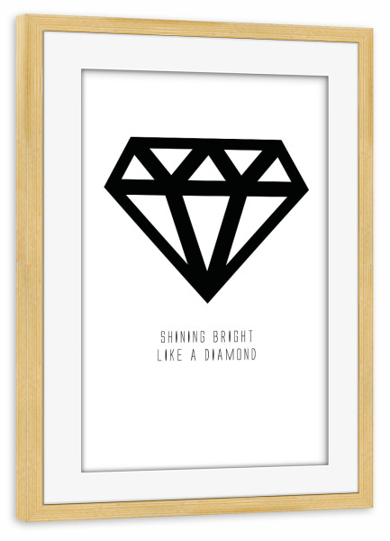 Poster mit Rahmen kiefer "Diamond" artboxONE - Typografie,Schwarzweiß,Geometrie,Fashion