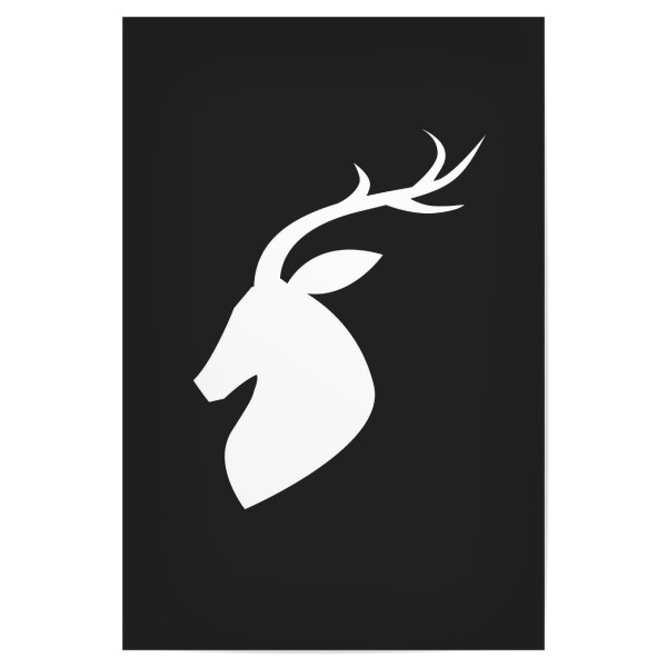 Poster 30x20 cm "Deer 2" artboxONE - Tiere,Schwarzweiß,Fiktion - Hirsch,Tier,Wald,Haus baratheon,Schwarz-weiß,Silhouette,Bambi,Hirsch,Schwarzweiss