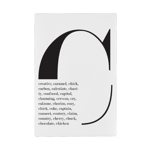Metall Poster "C" artboxONE - Typografie,Schwarzweiß