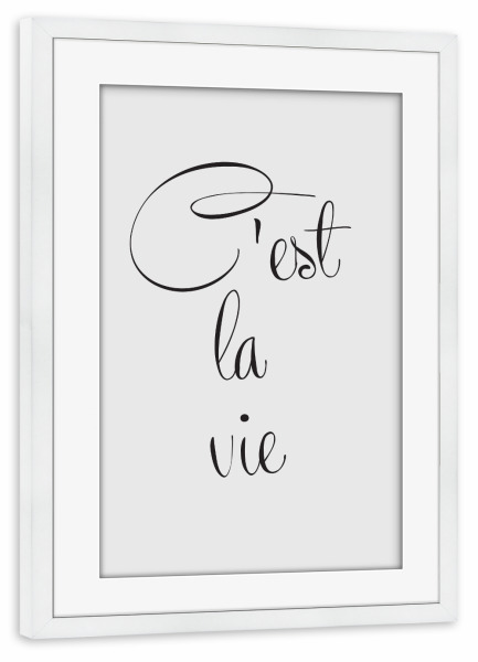 Poster mit Rahmen weiß "C'est la vie" artboxONE - Typografie,Schwarzweiß - C'est la vie,Vie,Leben,Quote