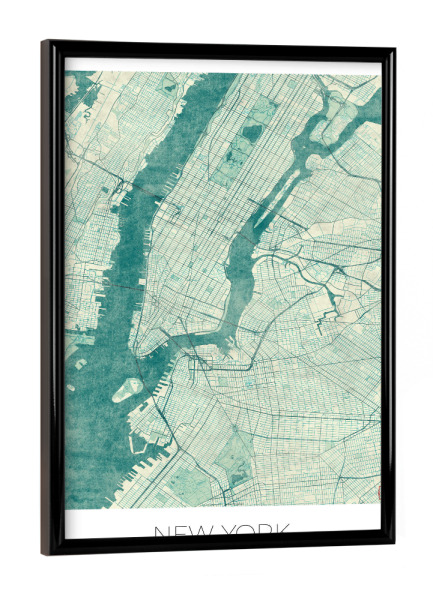 Poster mit schwarzem Rahmen "New York, USA" artboxONE - Städte,Städte / New York,Architektur,Kartografie