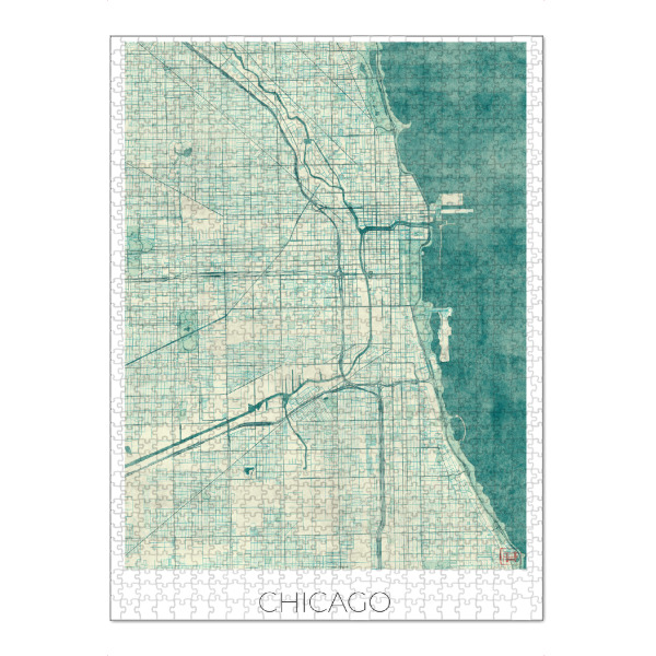 Puzzle Ravensburger "Chicago, USA" artboxONE - Städte,Architektur,Städte / Chicago,Kartografie - Karte,Stadt,Straße,Plakat,Plan,Map,Street,Chicago,Usa