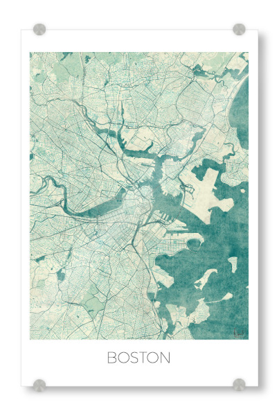 Acrylglasbild "Boston, USA" artboxONE - Städte,Städte / Boston,Kartografie - Karte,Stadt,Straße,Plakat,Plan,Map,Street,Boston,Usa