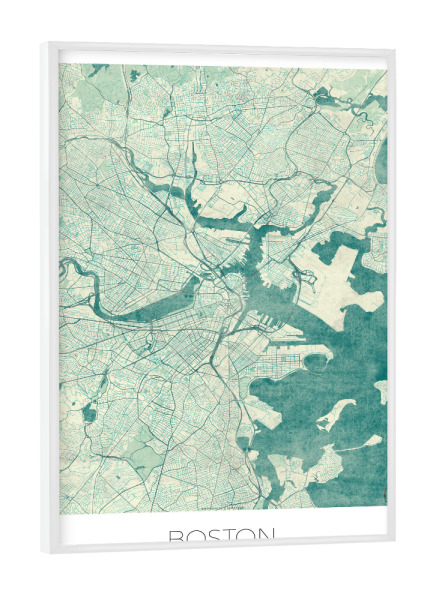 Poster mit weißem Rahmen "Boston, USA" artboxONE - Städte,Städte / Boston,Kartografie - Karte,Stadt,Straße,Plakat,Plan,Map,Street,Boston,Usa
