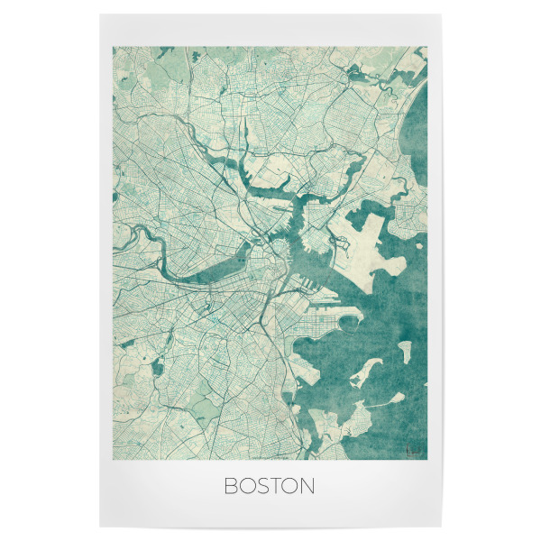 Poster "Boston, USA" artboxONE - Städte,Städte / Boston,Kartografie - Karte,Stadt,Straße,Plakat,Plan,Map,Street,Boston,Usa