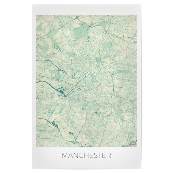 Poster "Manchester, Großbritannien" artboxONE - Städte,Kartografie - Karte,Stadt,Straße,Plakat,Plan,Map,Street,Manchester,Großbritannien