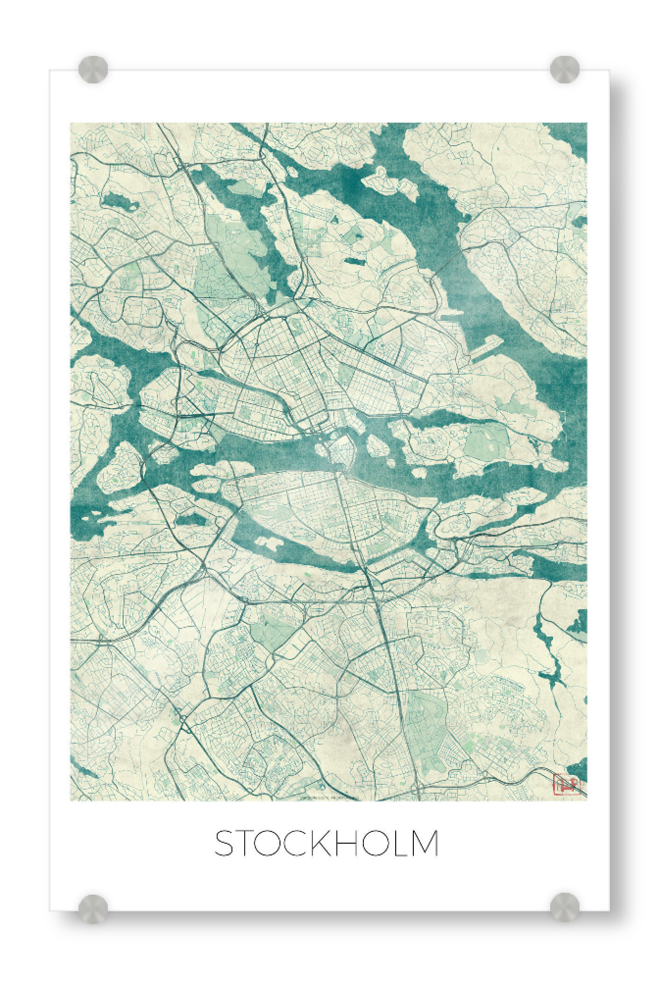 Acrylglasbild "Stockholm, Schweden" artboxONE - Städte,Städte / Stockholm,Kartografie - Karte,Stadt,Straße,Plakat,Plan,Map,Street,Stockholm,Schweden