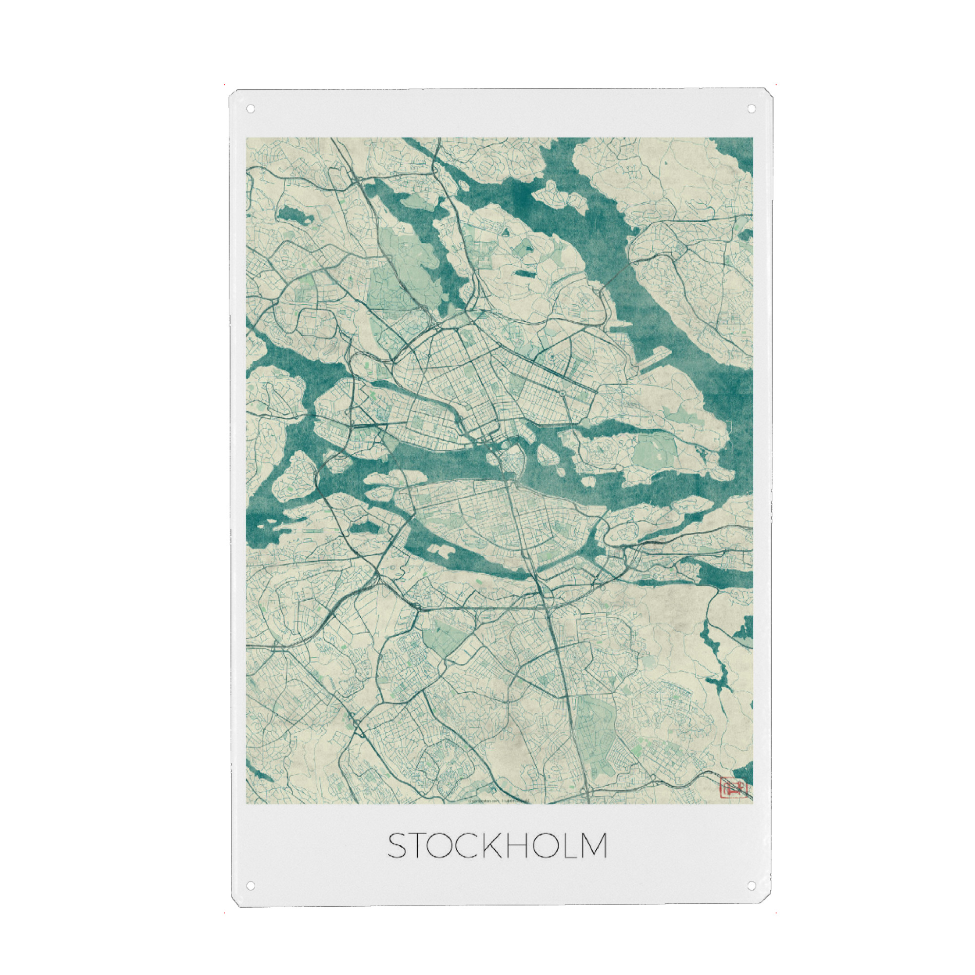 Holzbild "Stockholm, Schweden" artboxONE - Städte,Städte / Stockholm,Kartografie - Karte,Stadt,Straße,Plakat,Plan,Map,Street,Stockholm,Schweden