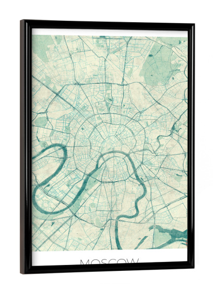 Poster mit schwarzem Rahmen "Moskau, Russland" artboxONE - Städte,Kartografie - Karte,Stadt,Straße,Plakat,Plan,Map,Street,Moskau,Russland