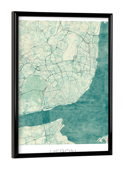 Poster mit schwarzem Rahmen "Lissabon, Portugal" artboxONE - Städte,Kartografie - Karte,Stadt,Straße,Plakat,Plan,Map,Street,Lissabon,Portugal