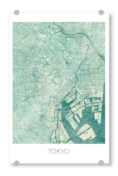 Acrylglasbild "Tokyo, Japan" artboxONE - Städte,Städte / Tokio,Kartografie - Karte,Stadt,Straße,Plakat,Plan,Map,Street,Tokyo,Japan,Tokio