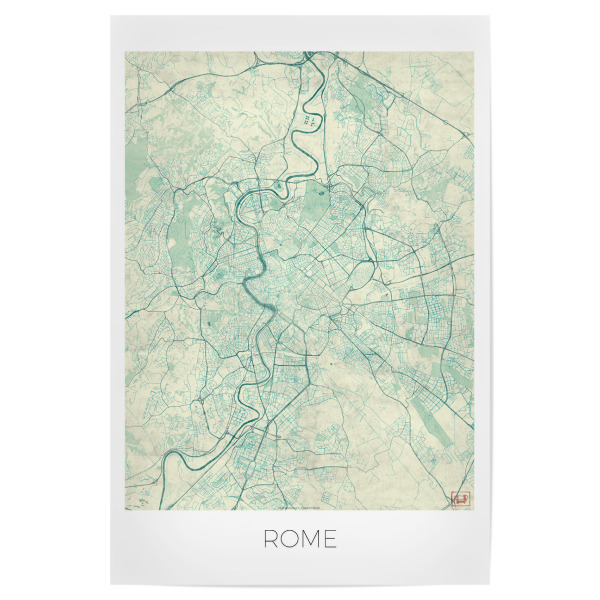 Poster "Rom, Italien" artboxONE - Städte,Städte / Rom,Kartografie - Rom,Italien,Karte,Stadt,Straße,Plakat,Plan,Map,Street