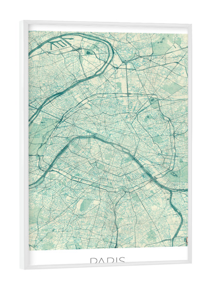 Poster mit weißem Rahmen "Paris, Frankreich" artboxONE - Städte,Städte / Paris,Kartografie