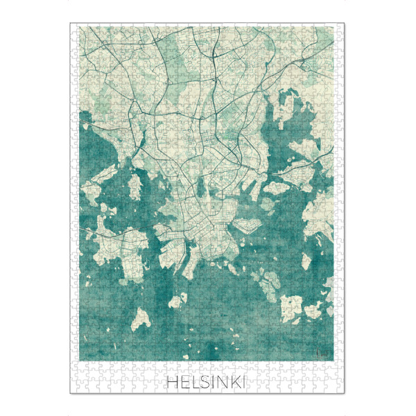 Puzzle Ravensburger "Helsinki, Finnland" artboxONE - Städte,Kartografie - Helsinki,Finnland,Karte,Stadt,Straße,Plakat,Plan,Map,Street