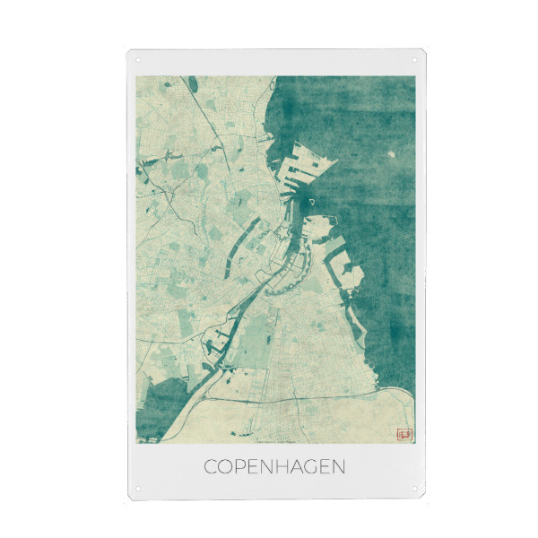 Holzbild "Kopenhagen, Dänemark" artboxONE - Städte,Städte / København,Kartografie
