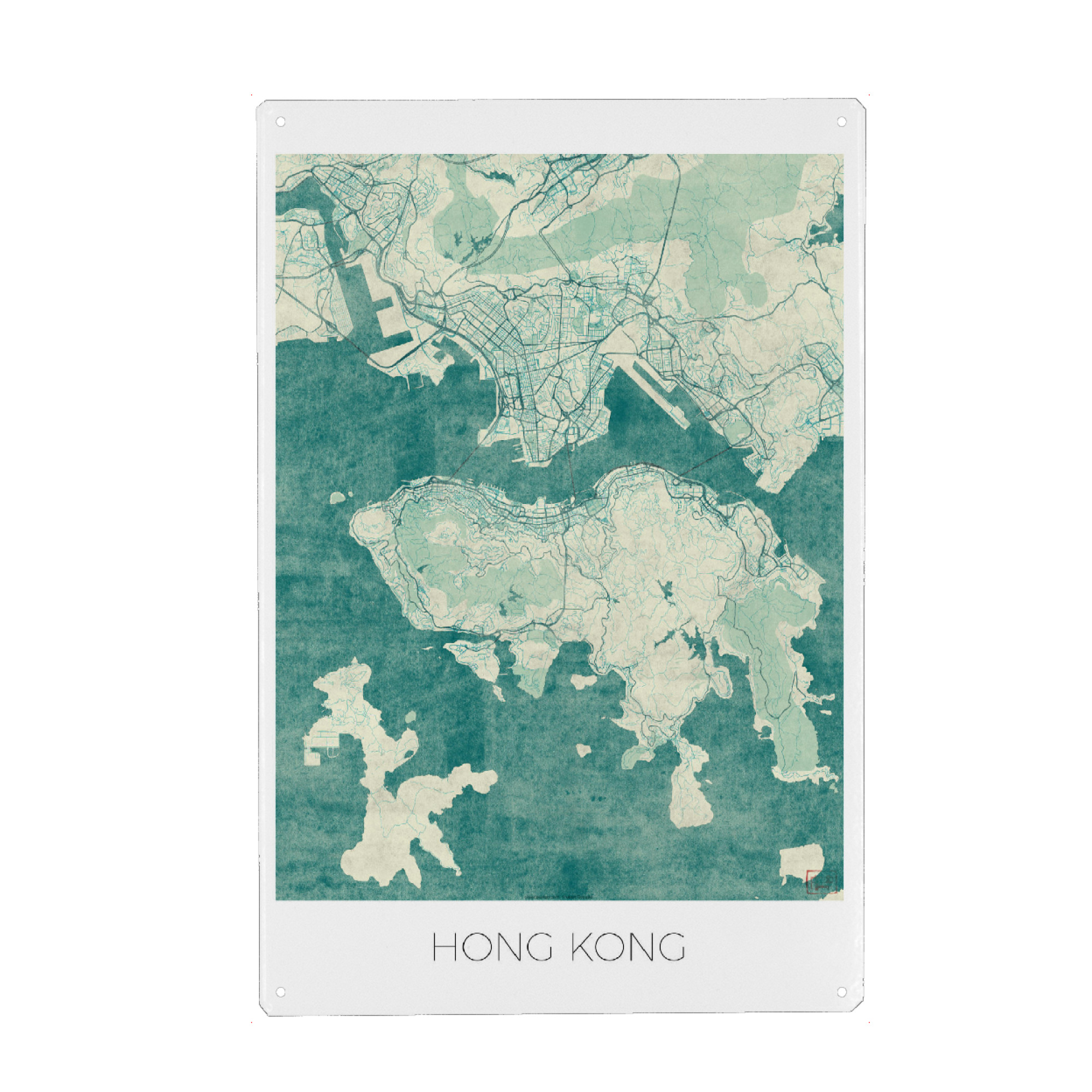 Metall Poster "Hongkong" artboxONE - Städte,Kartografie - Hongkong,Karte,Stadt,Straße,Plakat,Plan,Map,Street - Blechschild