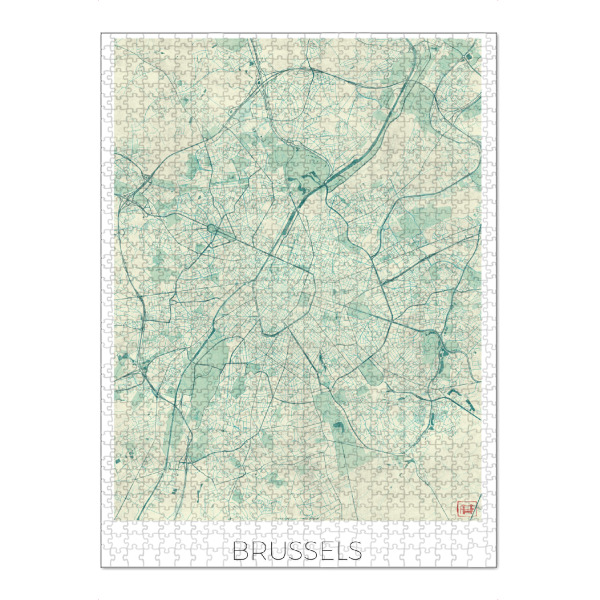 Puzzle Ravensburger "Brüssel, Belgien" artboxONE - Städte,Kartografie - Karte,Stadt,Straße,Plakat,Plan,Map,Street,Brüssel,Belgien - Bild Karte