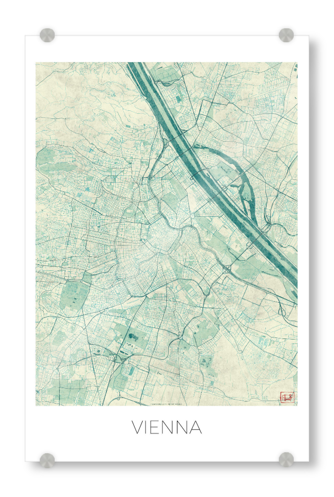 Acrylglasbild "Vienna, Österreich" artboxONE - Städte,Städte / Wien,Kartografie - Karte,Stadt,Straße,Plakat,Plan,Map,Street,Vienna,Österreich,Wien