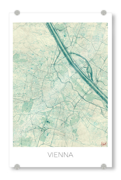 Acrylglasbild "Vienna, Österreich" artboxONE - Städte,Städte / Wien,Kartografie - Karte,Stadt,Straße,Plakat,Plan,Map,Street,Vienna,Österreich,Wien