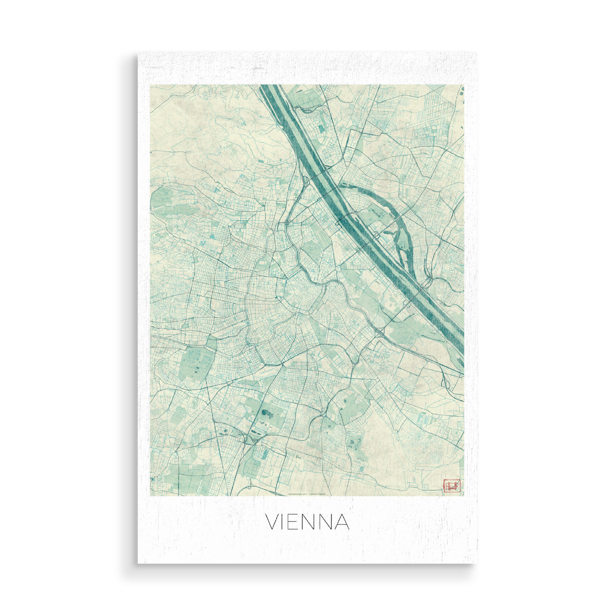 Holzbild "Vienna, Österreich" artboxONE - Städte,Städte / Wien,Kartografie - Karte,Stadt,Straße,Plakat,Plan,Map,Street,Vienna,Österreich,Wien