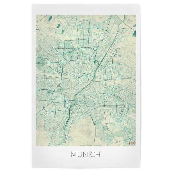 Poster "Munich, Deutschland" artboxONE - Städte / München,Kartografie - Munich,Deutschland,Karte,Stadt,Straße,Plakat,Plan,Map,Street,München