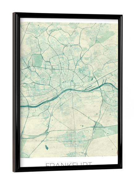 Poster mit schwarzem Rahmen "Frankfurt, Deutschland" artboxONE - Städte,Städte / Frankfurt,Kartografie