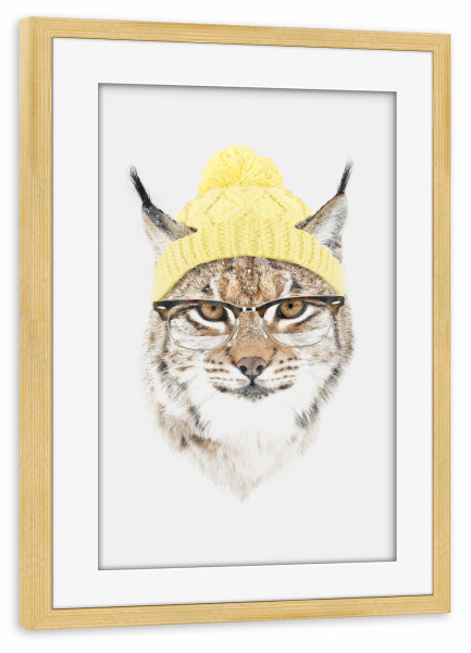 Poster mit Rahmen kiefer "It's pretty cold outside 2" artboxONE - Tiere - Katze,Hipster