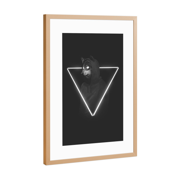 Poster mit Rahmen Kupfer "It's me inside me" artboxONE - Tiere,Schwarzweiß - Wolf,Hoodie,Triangle