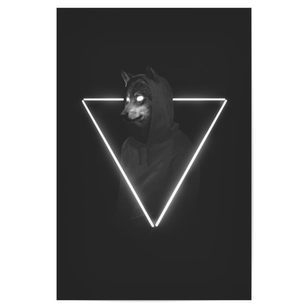 Poster "It's me inside me" artboxONE - Tiere,Schwarzweiß - Wolf,Hoodie,Triangle