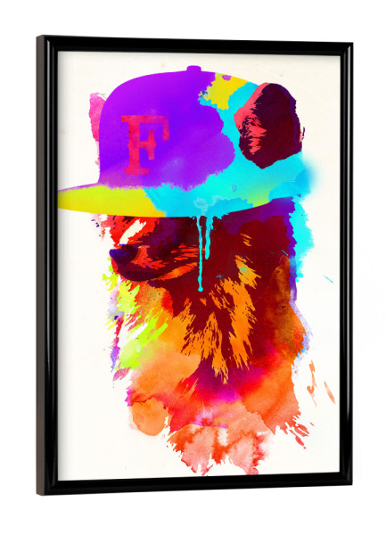 Poster mit schwarzem Rahmen "Foxeys favourite cap" artboxONE - Tiere - Fox,Snapback,Cap