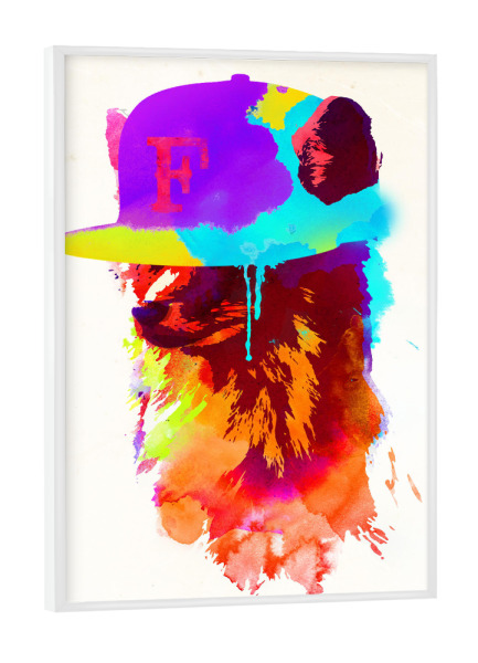 Poster mit weißem Rahmen "Foxeys favourite cap" artboxONE - Tiere - Fox,Snapback,Cap