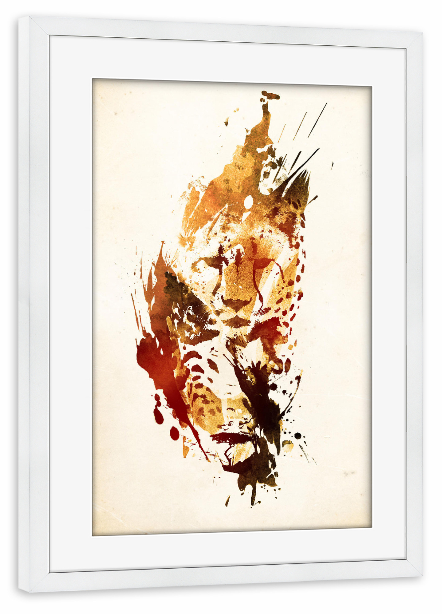 Poster mit Rahmen weiß "El guepardo" artboxONE - Tiere - Cheetah