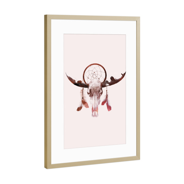 Poster mit Rahmen Gold "Deadly desert" artboxONE - Natur,Tiere - Schädel,Traumfänger