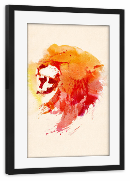 Poster mit Rahmen schwarz "Angry lion" artboxONE - Natur,Tiere - Lion,Mähne,Double exposure