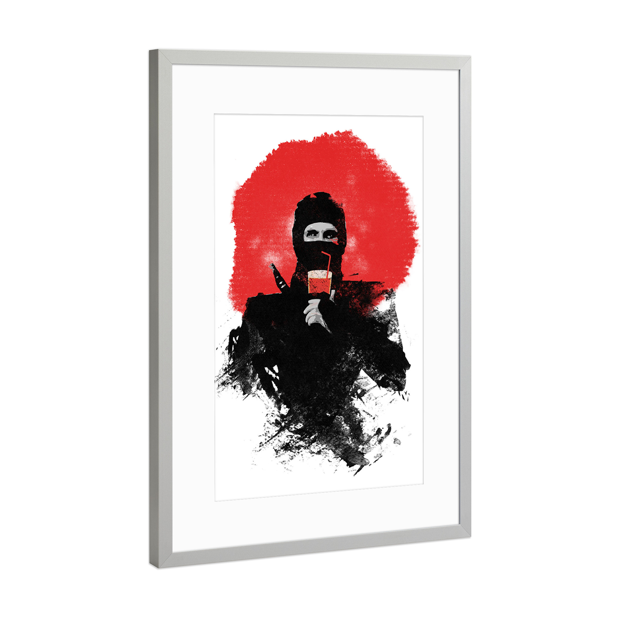 Poster mit Rahmen Silber "American Ninja" artboxONE - Menschen - American,Ninja,Japan