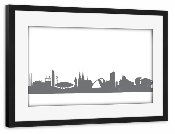 Poster mit Rahmen schwarz "Eindhoven 02 Monochrom Schiefergrau" artboxONE - Städte,Reise,Abstrakt,Schwarzweiß,Architektur,Reise / Länder