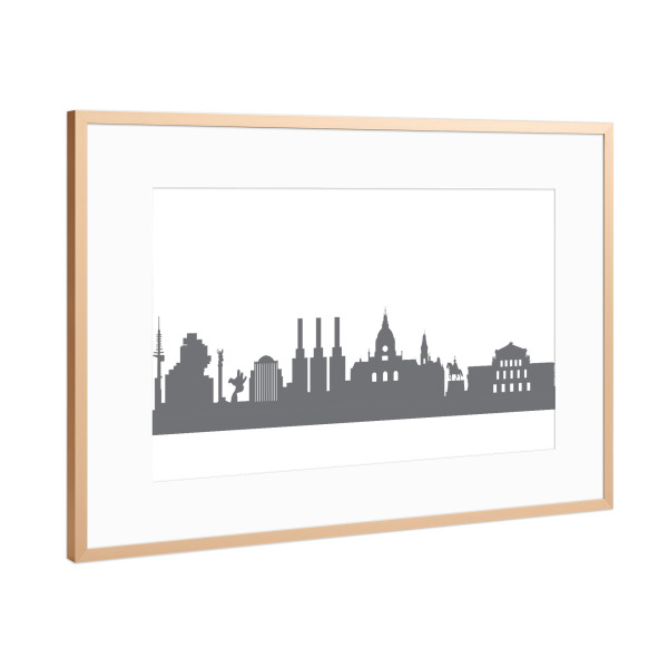 Poster mit Rahmen Kupfer "Hannover 02 Monochrom Schiefergrau" artboxONE - Städte,Reise,Abstrakt,Schwarzweiß,Architektur,Reise / Länder