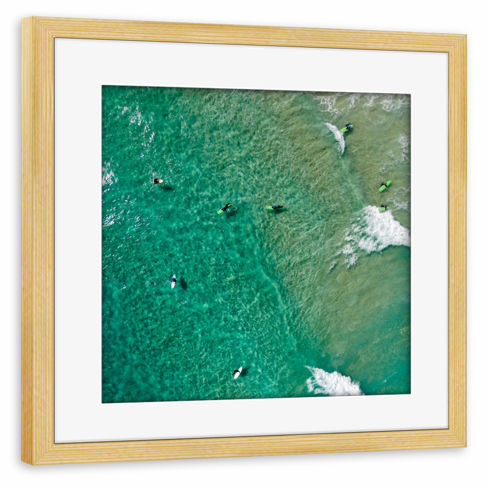 Poster mit Rahmen kiefer "Surfschule" artboxONE - Natur,Reise,Menschen,Reise / Strand und Meer,Sport