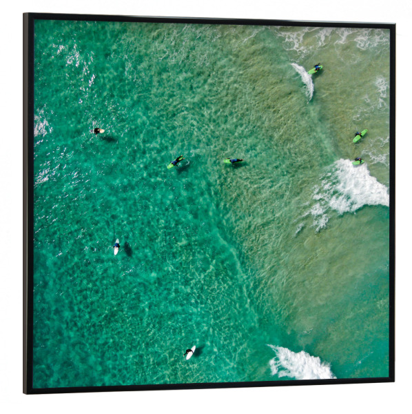 Poster mit schwarzem Rahmen 30x30 cm "Surfschule" artboxONE - Natur,Reise,Menschen,Reise / Strand und Meer,Sport